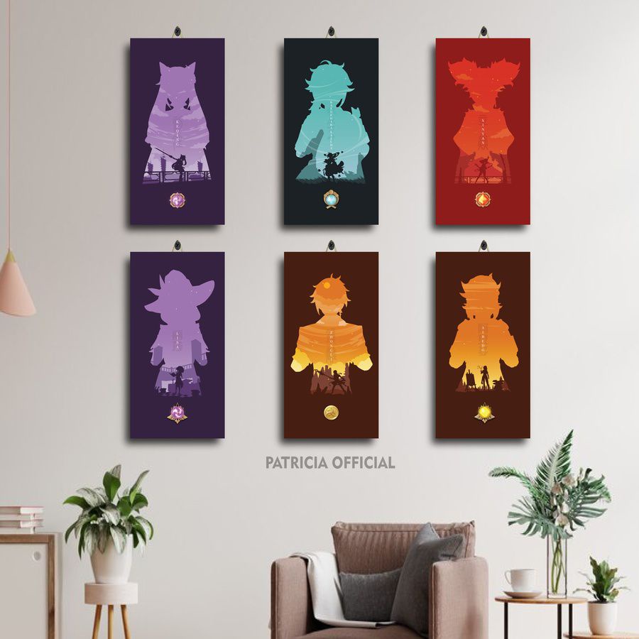 21-40 POSTER KAYU GAME GAMBAR GENSHIN IMPACT HD 15X30 L5BWH/LXSWT/ HIASAN DINDING KLEE MONA JEAN GAN