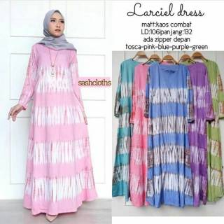  Gamis  Kaos  Pelangi Zipper Depan LD106 PB132 Grosir Fashion 