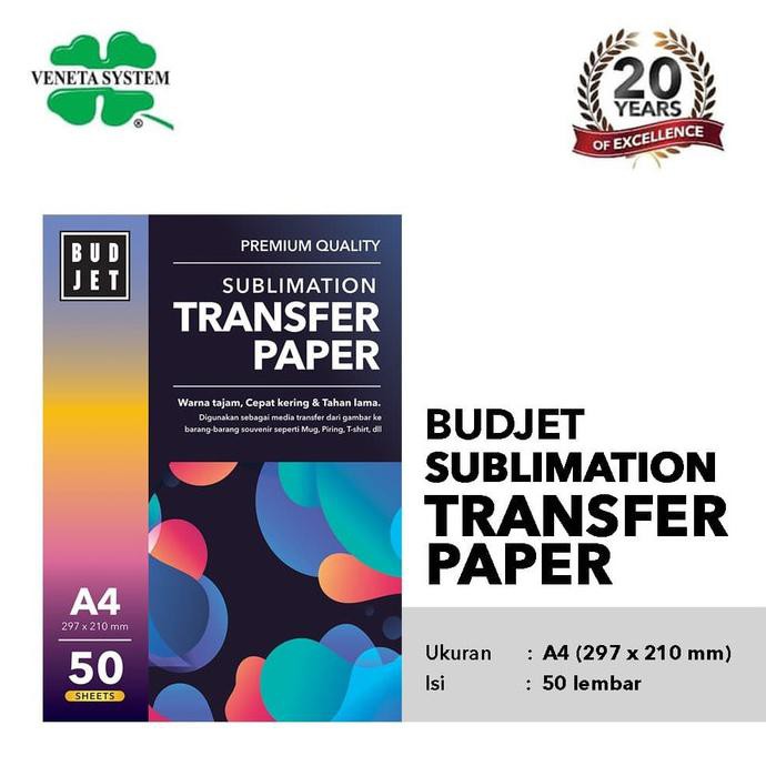 

Kertas Sublim Sublime - Budjet Sublimation Transfer Paper A4 isi 50