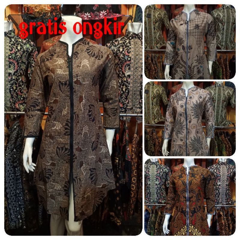 Batik Tunik Wanita M L XL XXL XXXL  R3sliting Depan Busui