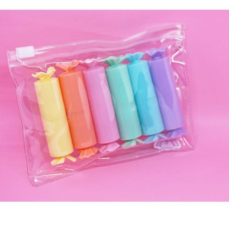 

READY SEPAKET STABILO MINI ISI 6 PCS BENTUK CANDY PERMEN HIGHLIGHTER SPIDOL MURAH WARNA PASTEL grosi