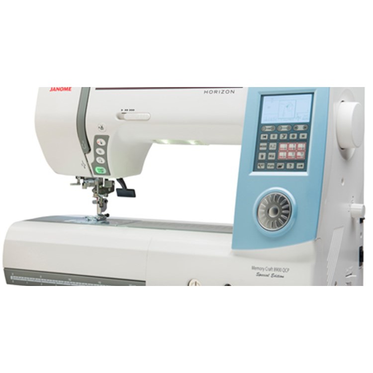 Janome Horizon Mc8900QCP Spesial Edition Mesin jahit Komputer Model Long Arm - Biru Putih