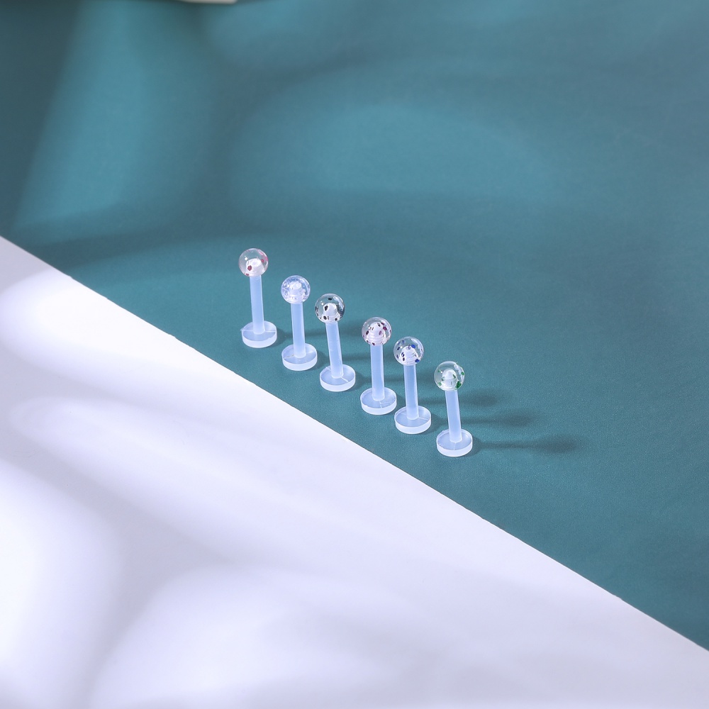 1pc Anting Tindik Bibir / Telinga 16g Bahan Akrilik Anti Alergi Hias Kristal Warna Warni Untuk Wanita