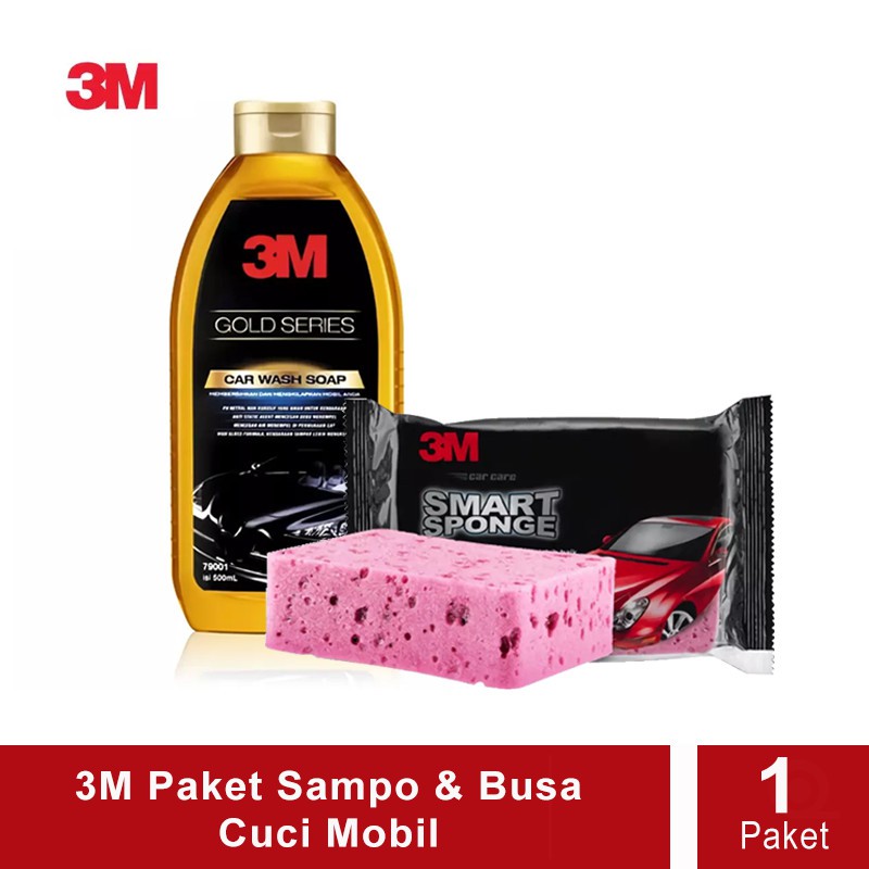 3M Paket Ekonomis Shampo dan Spons Cuci Mobil - Car Wash &amp; Smart Spons