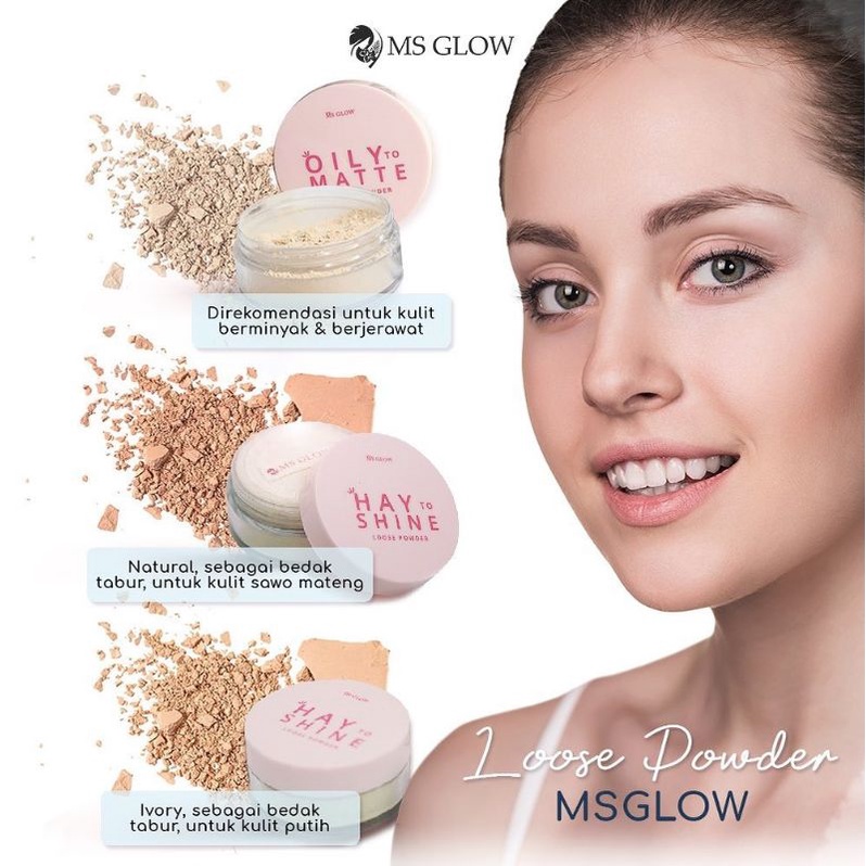 Loose Powder Ms Glow Original / Bedak Tabur Ms Glow / Bedak Jerawat / Bedak Wajah Ms Glow