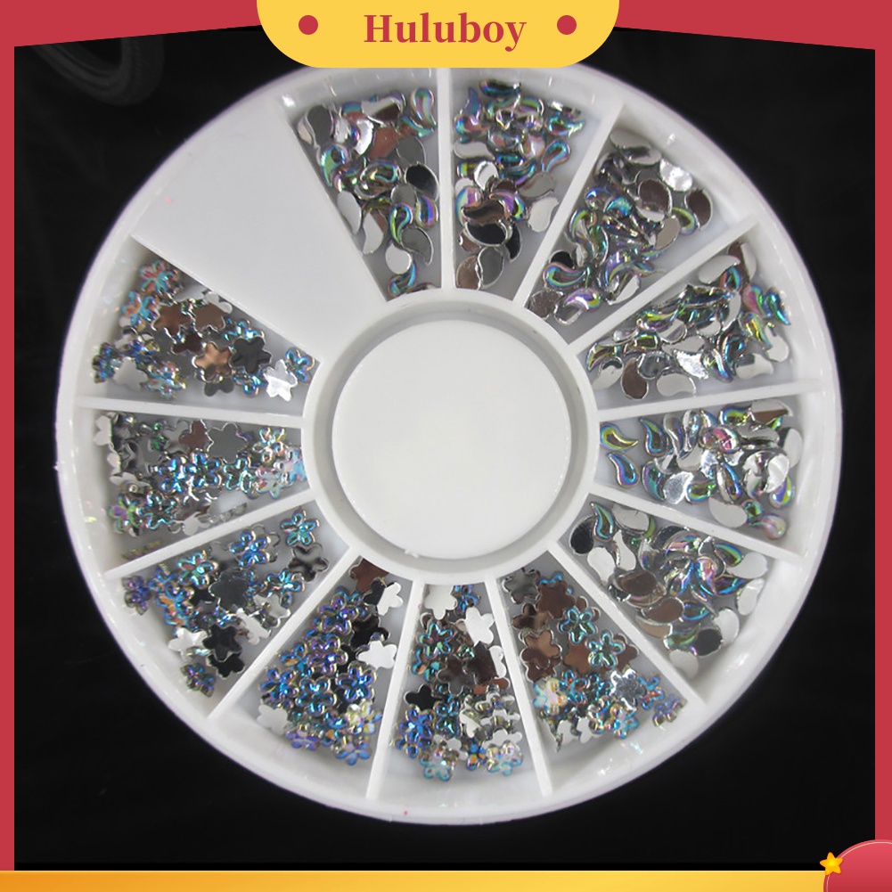 Huluboy Huluboy♡ Berlian Imitasi Bentuk Bunga Warna AB Untuk Dekorasi Nail Art
