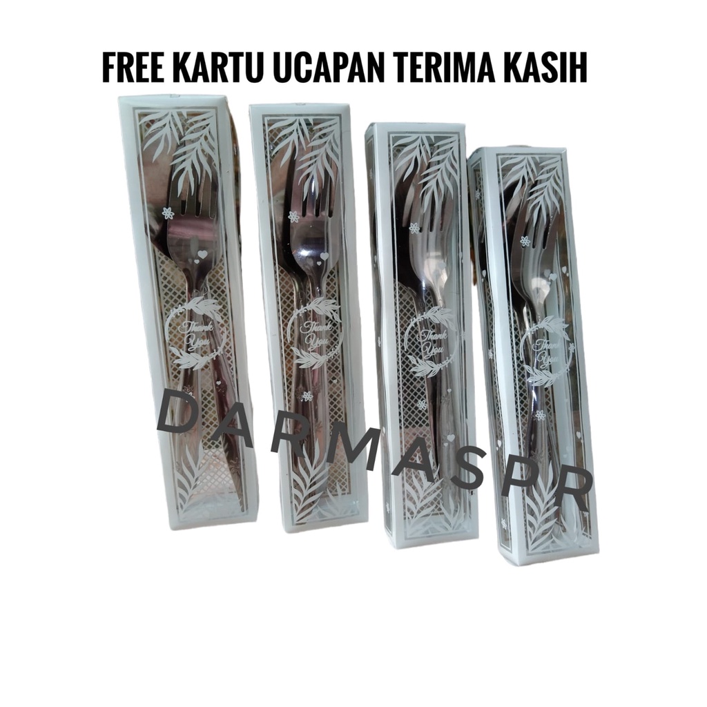 Souvenir Sendok garpu Stainless set kemas mika motif cantik