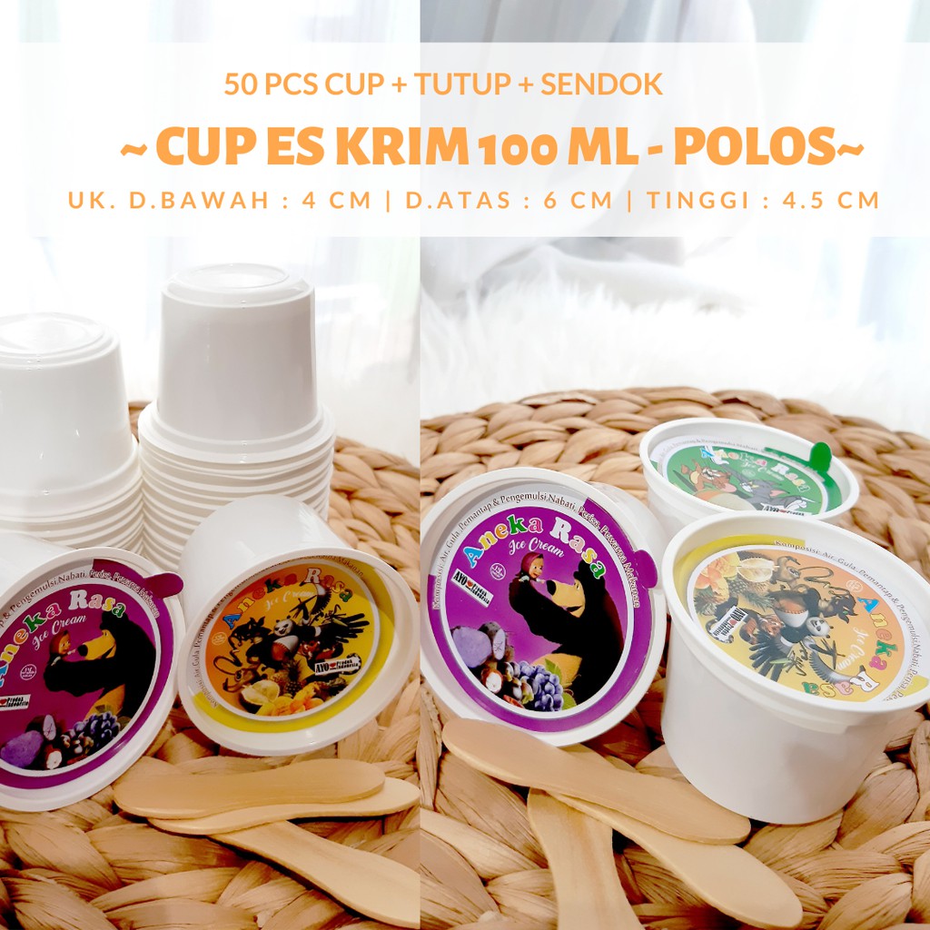 Jual Cup Ice Cream Plastik Cup Eskrim Praktis Cup Es Krim Lengkap 100ml Shopee Indonesia 1080