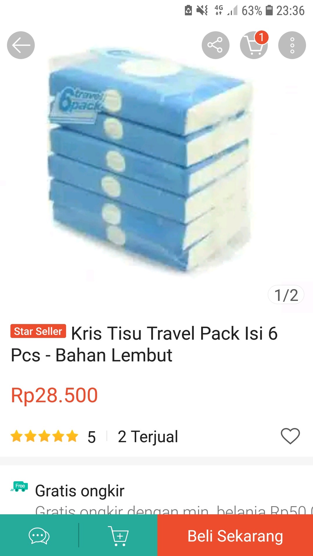 Kris Tisu Travel Pack Isi 6 Pcs - Bahan Lembut