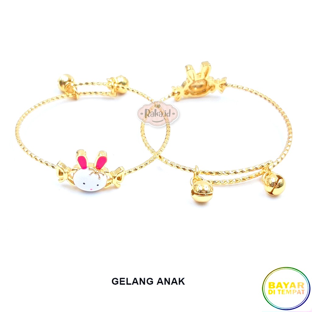 Gelang Tangan Bangle Anak Kelinci Pita Kerincing Gold Perhiasan Anak Menawan Lapis Emas 667