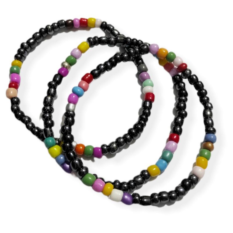 Gelang Beads Kpop Rainbow Black ala Wooyoung Korea Idol Bracelet Korean