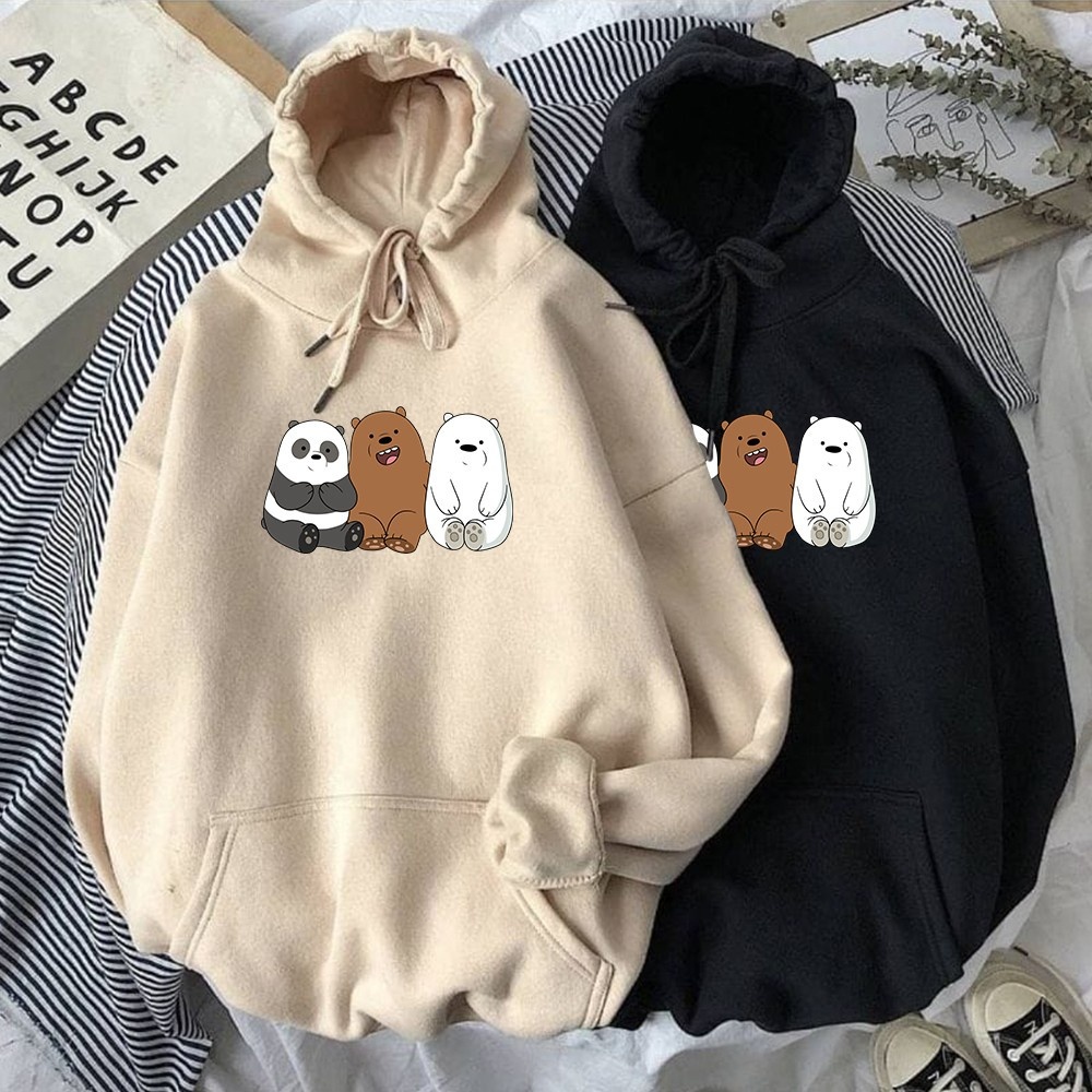 JBMSTORE58  Hoodie Oversize Couple Pasangan Trio Panda Sweater Hodie Couple Beruang Jumbo Bahan Flee