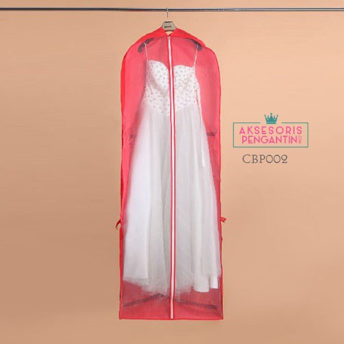 [TOKO TERPERCAYA] COVER GAUN PENGANTIN PLASTIK PELINDUNG BAJU PANJANG MERAH CBP002