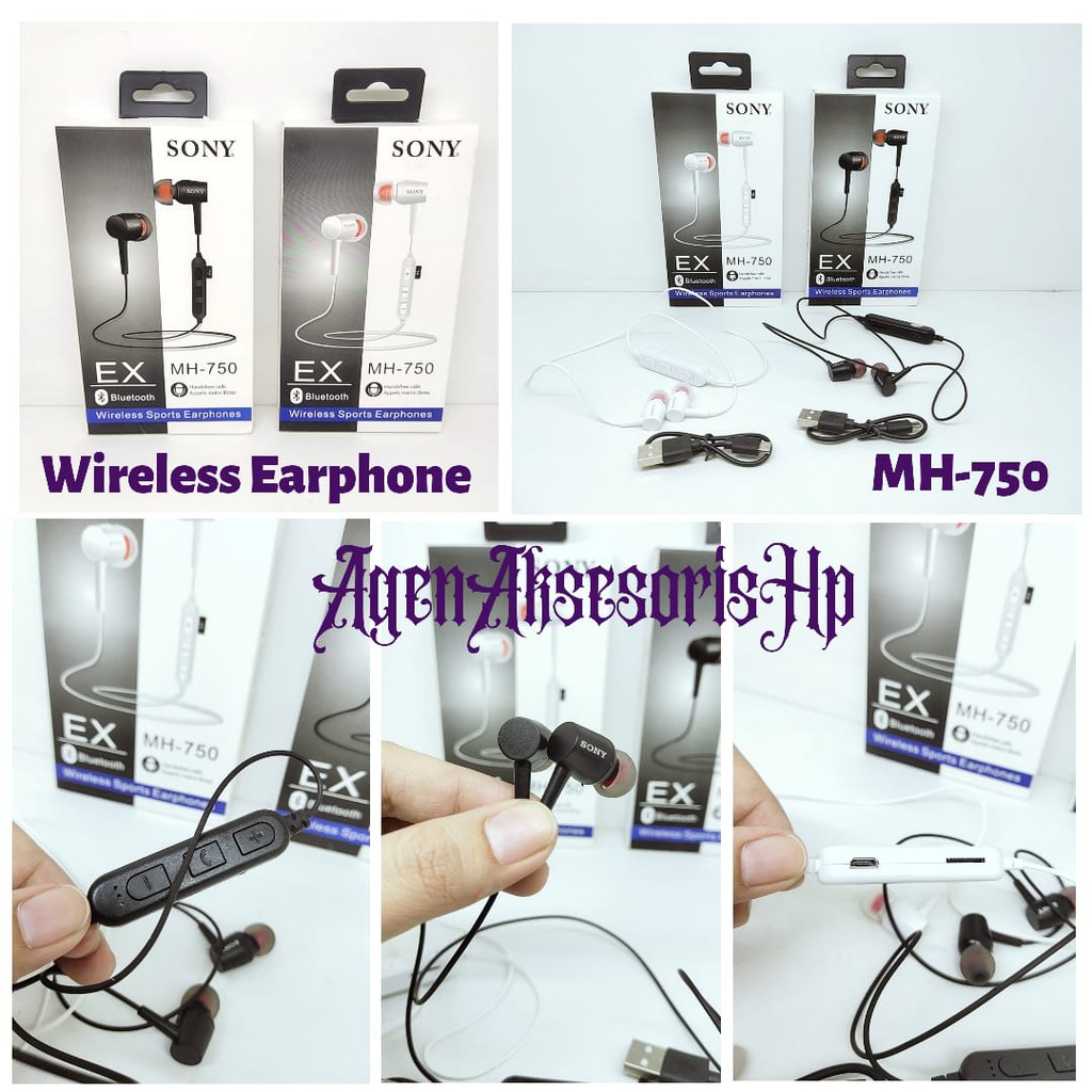 EX MH-750 Handsfree Bluetooth with 1 Kabel Micro USB V8 Wireless Sport Earphone Excellent Voice