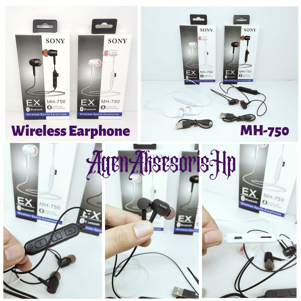 EX MH-750 Handsfree Bluetooth with 1 Kabel Micro USB V8 Wireless Sport Earphone Excellent Voice