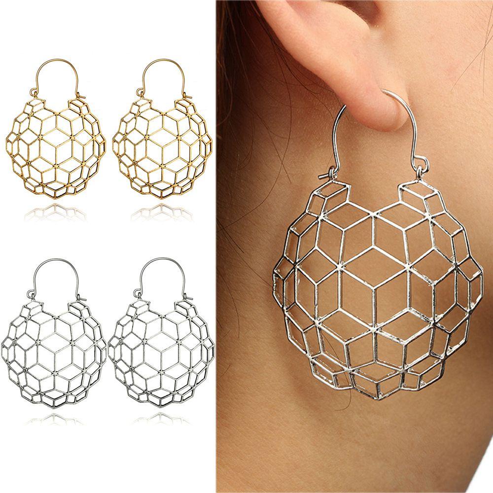 R-flower Honeycomb Earrings Fashion Anting Telinga Boho Tribal