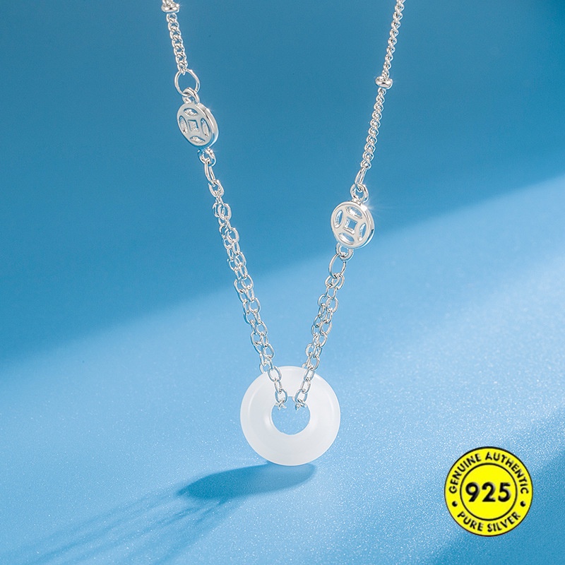 Kalung Giok Bahan S925 Silver Tahan Air Anti Karat Anti Alergi Untuk Wanita