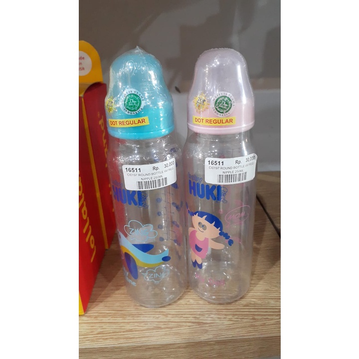 HUKI ROUND BOTTLE WITH REG NIPPLE / BOTOL SUSU