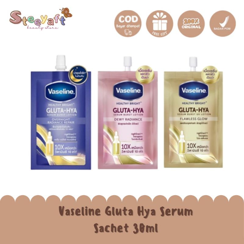 Vaseline Gluta Hya Sachet Original Thailand 30ml - Vaseline Healty Gluta Hya Serum Burst Overnight R