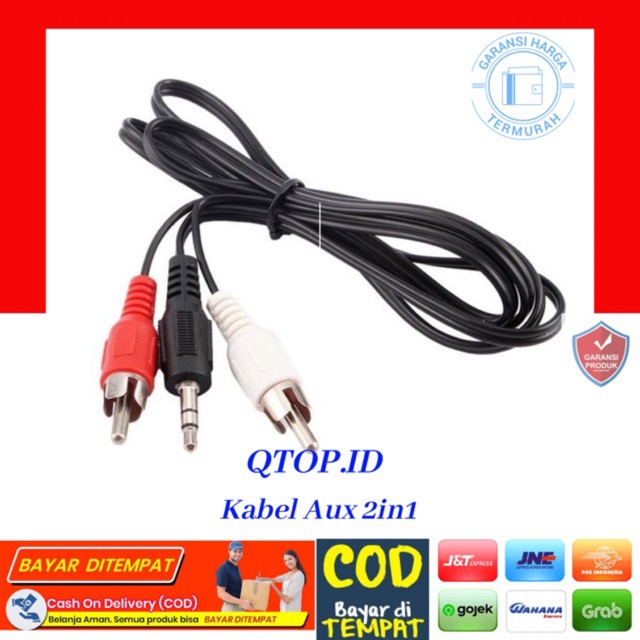 Kabel AUX 2 in 1 / Kabel Jack 2 in 1 / kabel audio 2 in 1 [Garansi] QTOP.ID