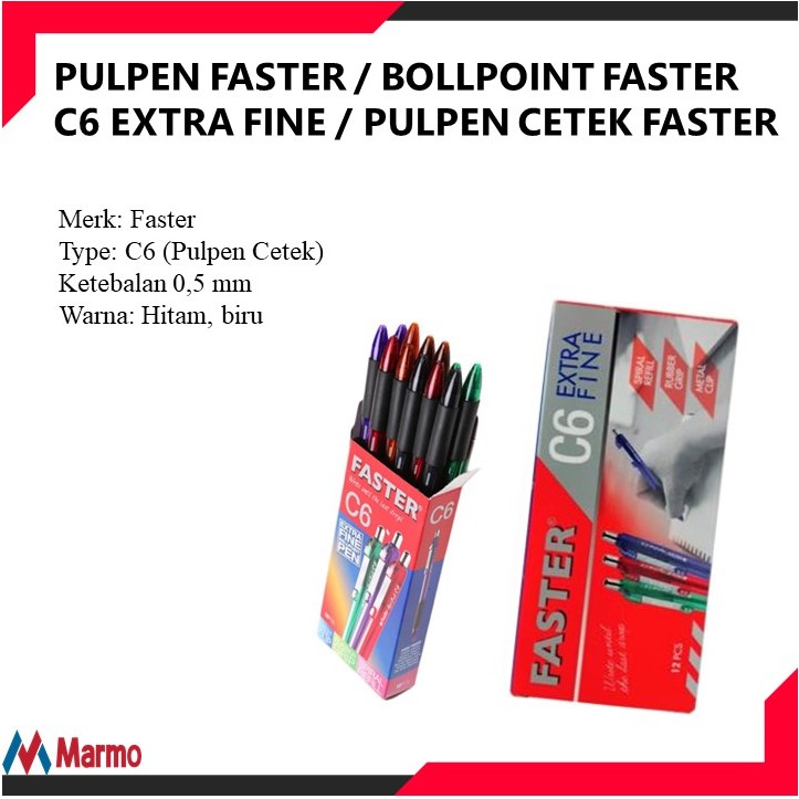 

Pulpen FASTER C6 isi 12pcs