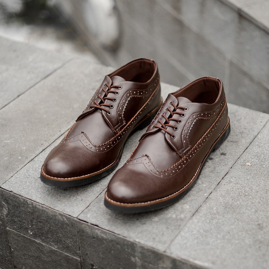 Longwing Brown | Sepatu Pantofel Coklat Pria Kasual Kerja Fantopel Pantopel Casual | FORIND x Giant