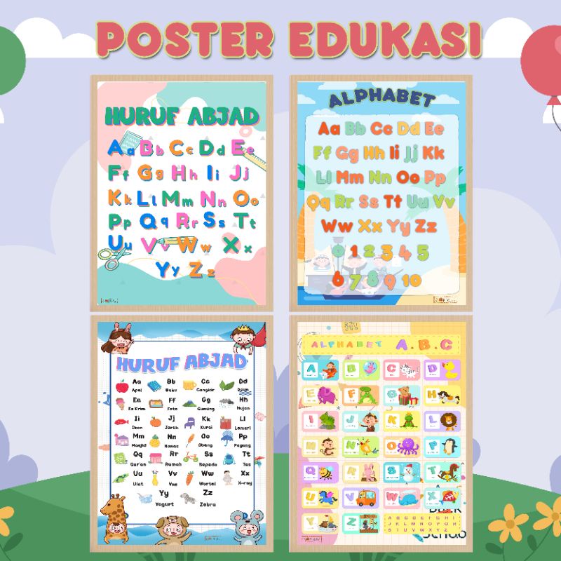 Jual POSTER EDUKASI BELAJAR ANAK ABJAD ABC ALPHABET Indonesia|Shopee ...