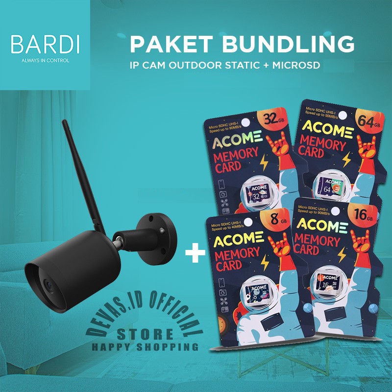BARDI Smart outdoor STC IP Camera CCTV + Micro SD ACOME CLASS 10
