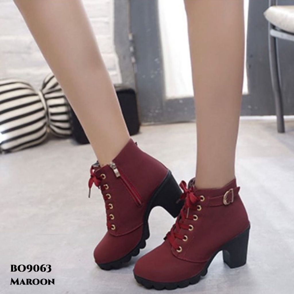 PRF Sepatu Heels Boots Import Ala Korea BO9063