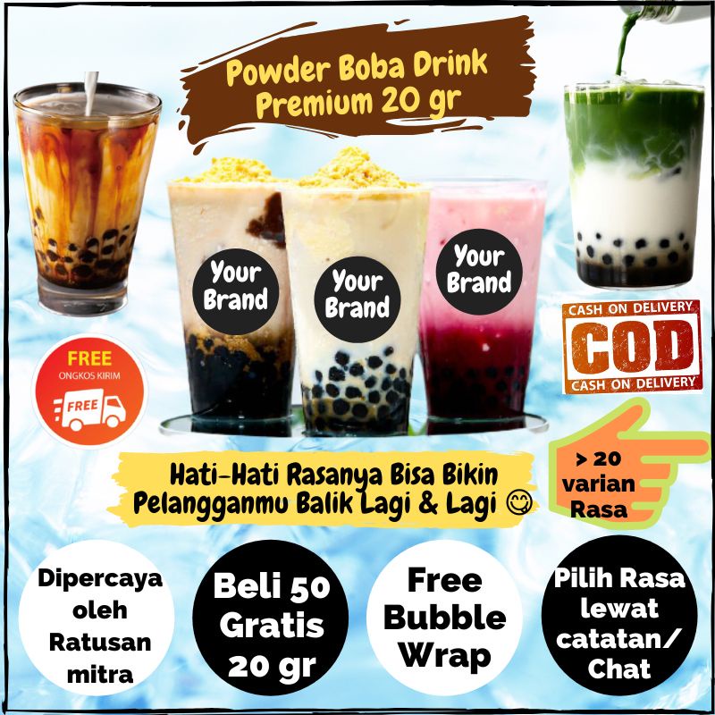 

Bubuk Minuman Rasa Es Boba Drink Premium Kekinian (tanpa gula) 20gr