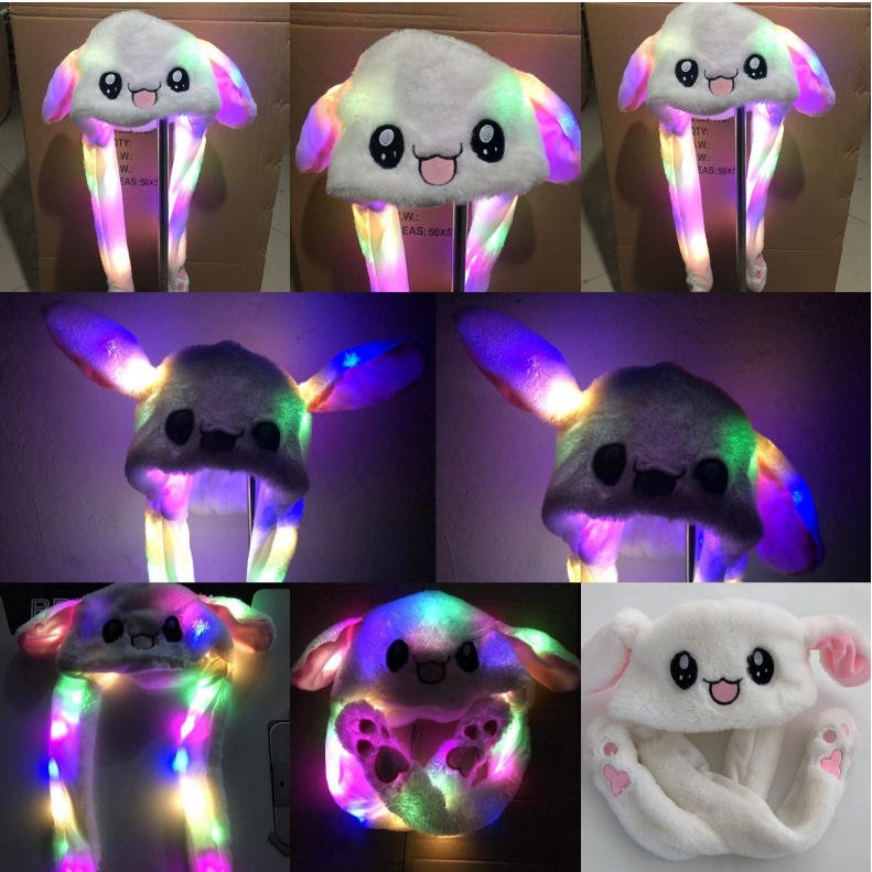 Topi Kelinci Korea Import NON LED/LED Topi Tiktok Bunny Hat Dance Lucu Telinga Gerak Kpop Kupluk