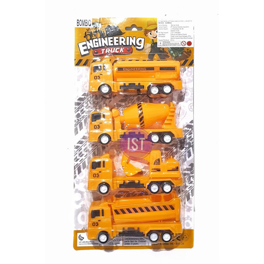 MWN.TOYS Mainan Mobil Kontruksi Engineering Truck 4 pcs pull back No.986-38