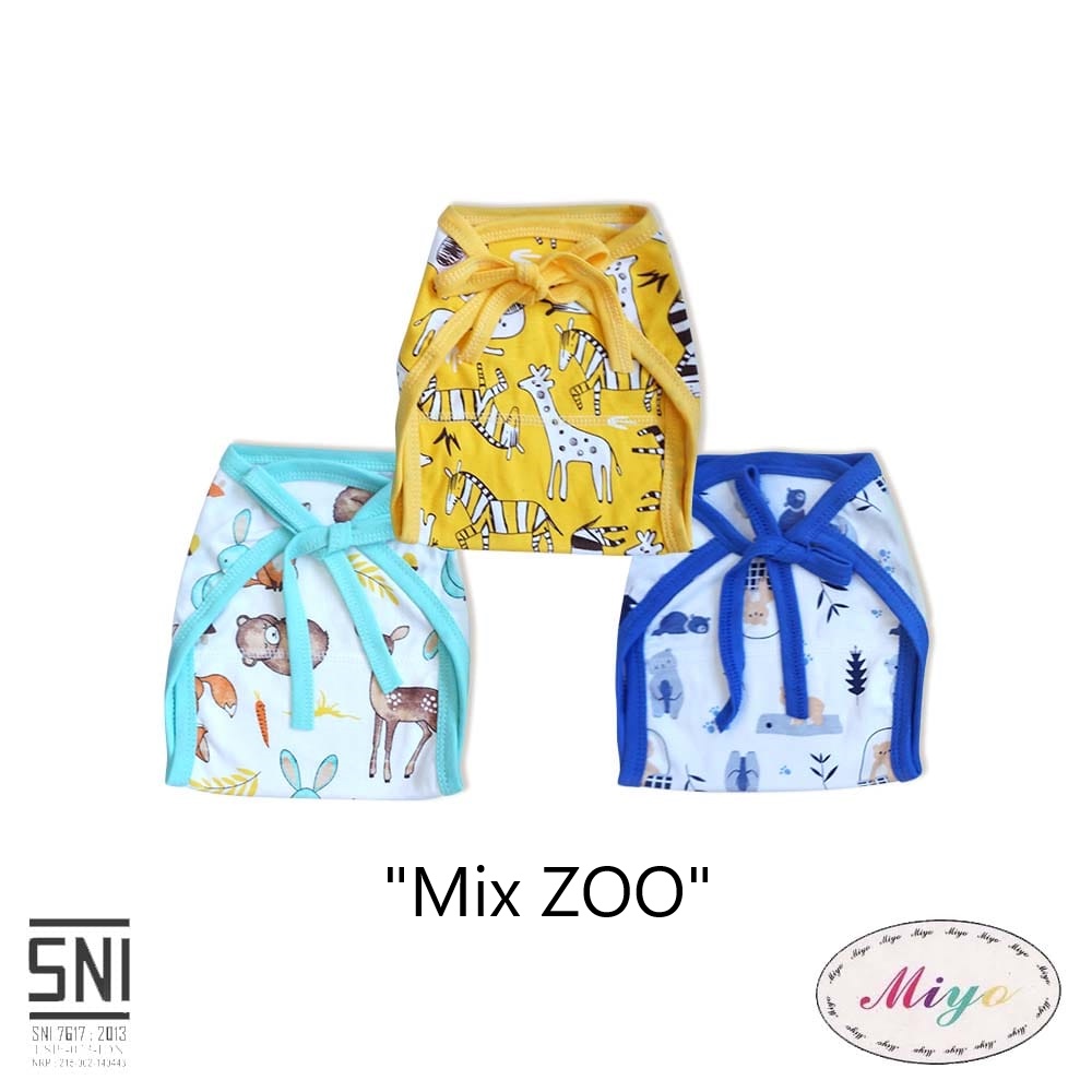 [TOMS] MIYO (3pcs) Popok Tali Bayi Baru Lahir SNI MOTIF