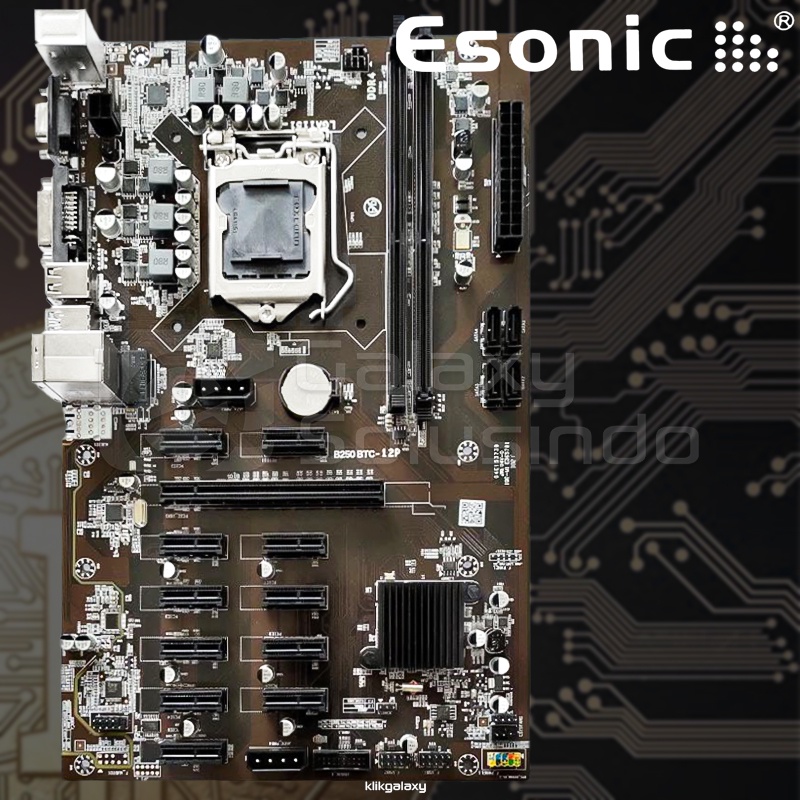 Esonic B250 BTC Gladiator LGA1151, B250 DDR4, 12X PCI-E Miner Motherboard