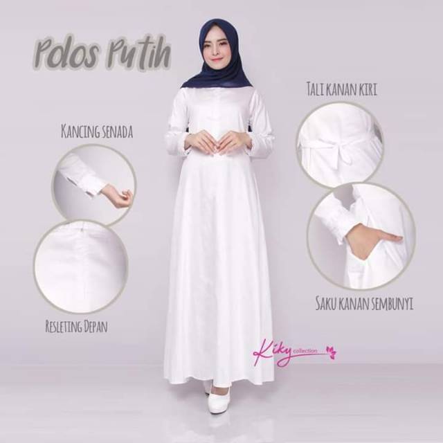 Original Gamis katun jepang tokay polos putih XL, jumbo, 4L