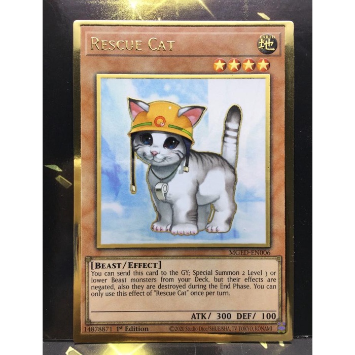 Card Yugioh Rescue Cat - Mged Premium Gold