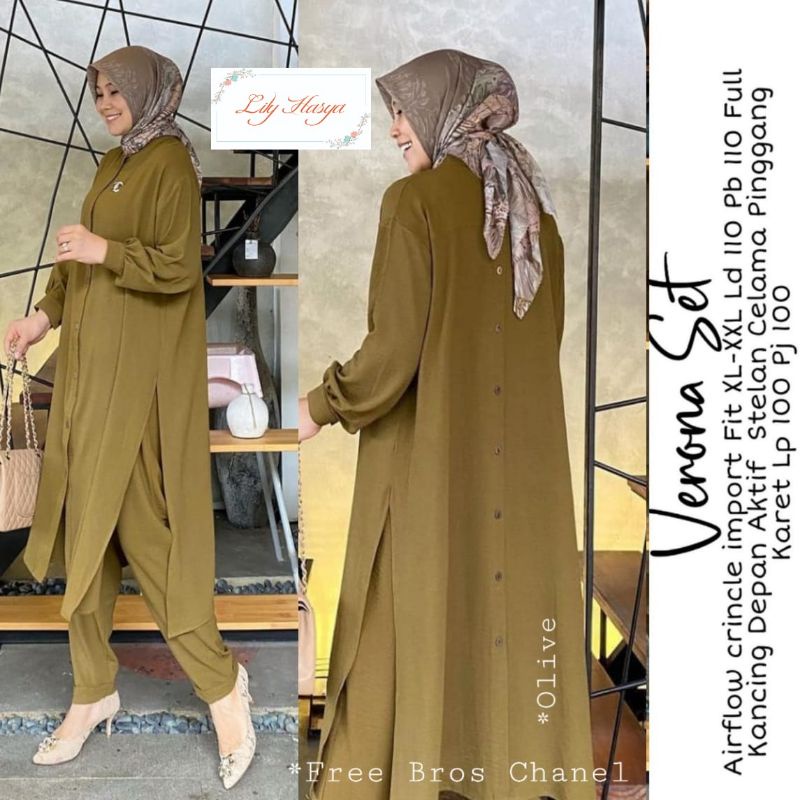 [RESTOK] BEST SELLER | ONE SET WANITA - VERONA SET TANPA BROSS - SETELAN POLOS MUSLIM | SETELAN TUNI