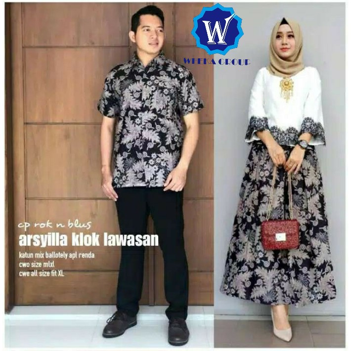 Couple Arsyilla Klok Lawasan Kemeja Batik Kebaya Batik Sarimbit Model Terbaru 2021 SALE Terbaru