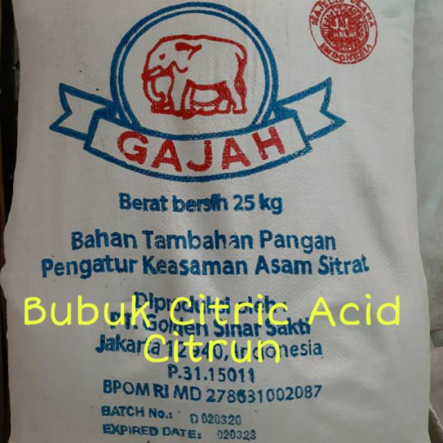 CiTRIC ACID MONOHYDRATE/ ASAM SITRAT /ASAM SITRUN /250gr