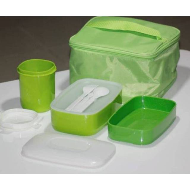 Lunch Box Green / Kotak Nasi / Bento Box Set Warna Hijau