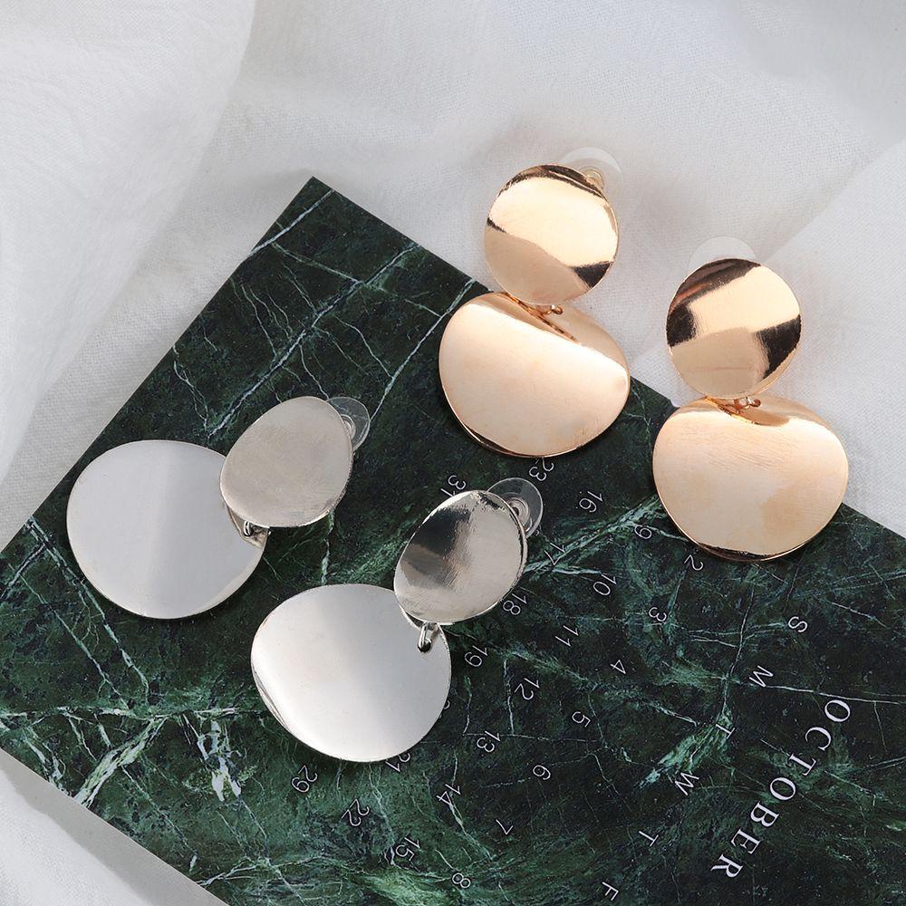 TOP Drop Earring Wanita Warna Emas Perak Alloy Metal Geometris