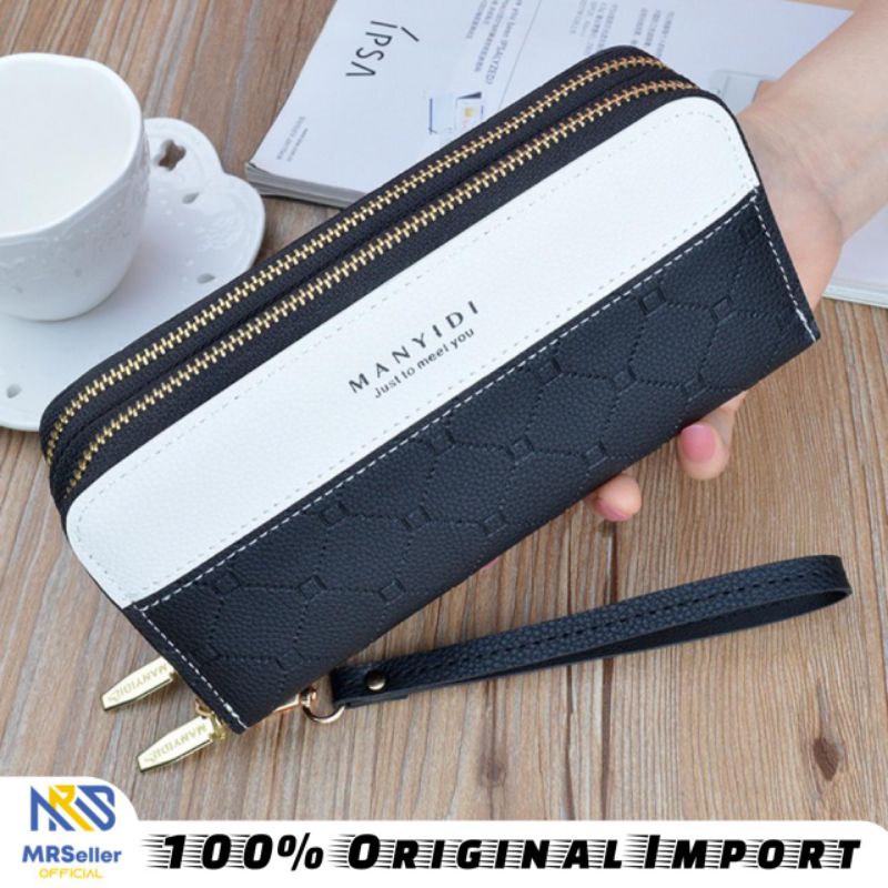 MANYIDI Dompet Wanita Panjang 2 Resleting Murah Import Premium Kulit B515