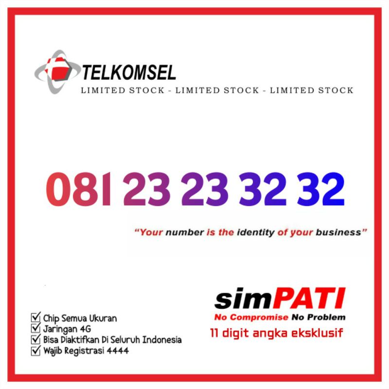 nomor cantik telkomsel simpati 11 digit 2323 3232