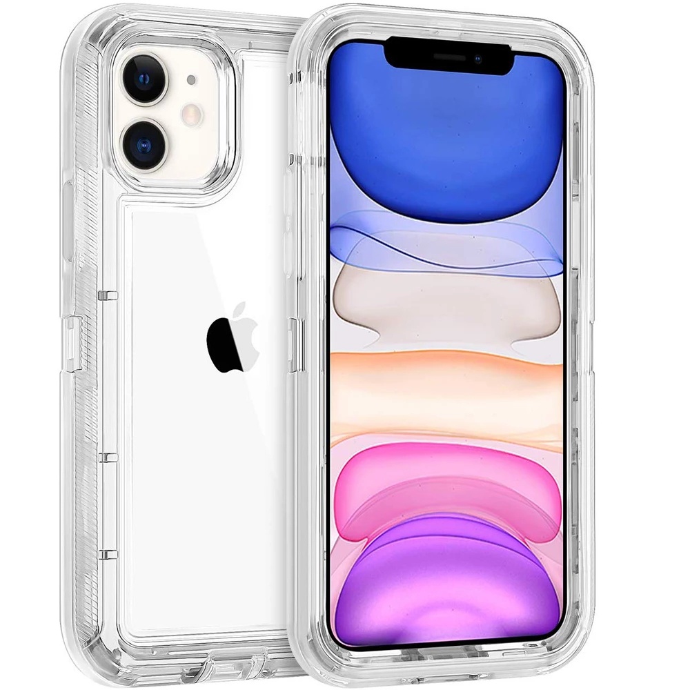 Untuk iPhone 15 Pro Max12 11 13 14 Pro Max SE XR XS XSMAX X 6 7 8 Plus Setengah Bening Transparan Shockproof Armor Glossy Polos Case Phone Cover