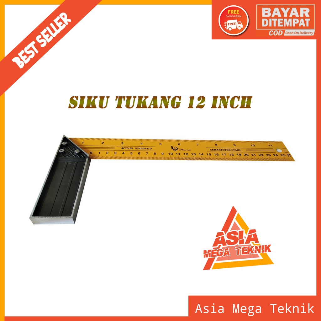 

FLOURISH / Pengaris Siku Kombinasi12" / Siku Sudut / Siku Tukang Bangunan / Penggaris Siku 30CM