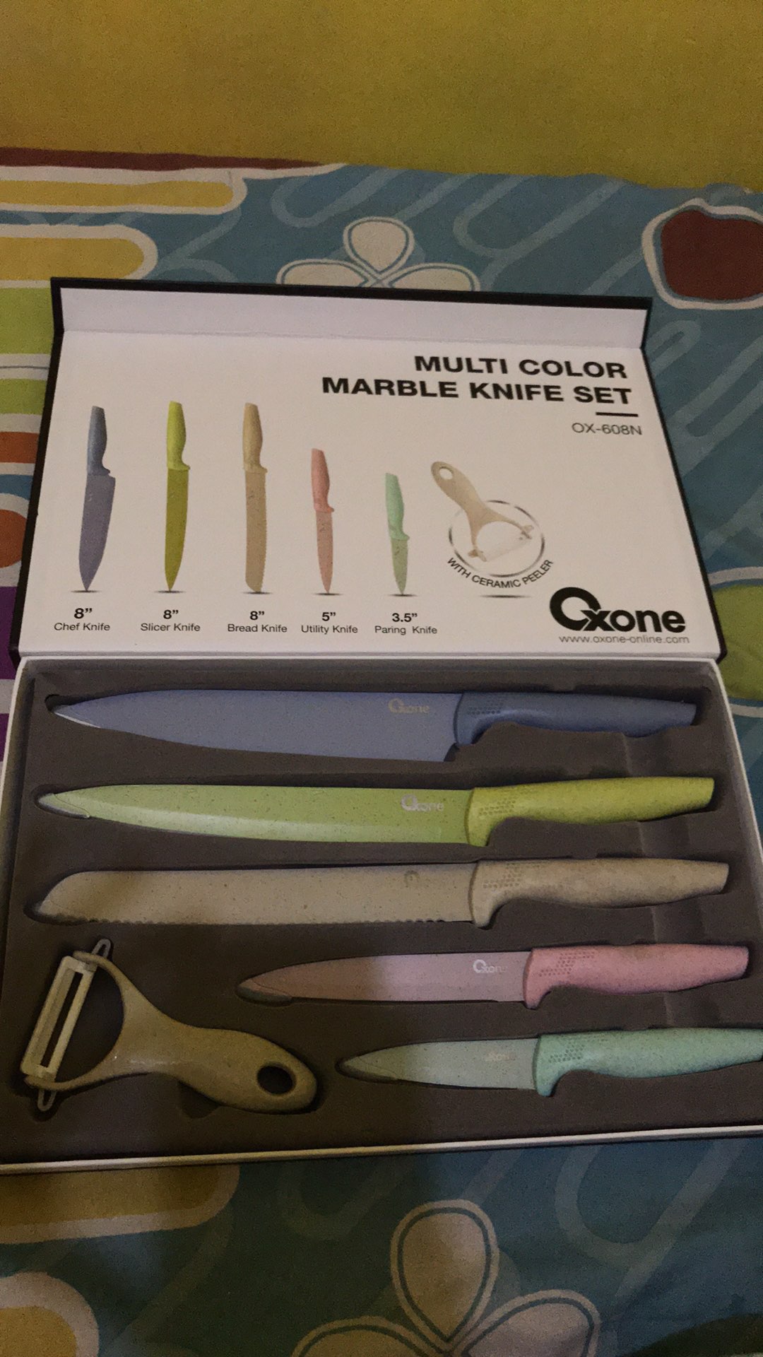 Pisau Set Oxone Color Marble Knife Set Ox-608 N