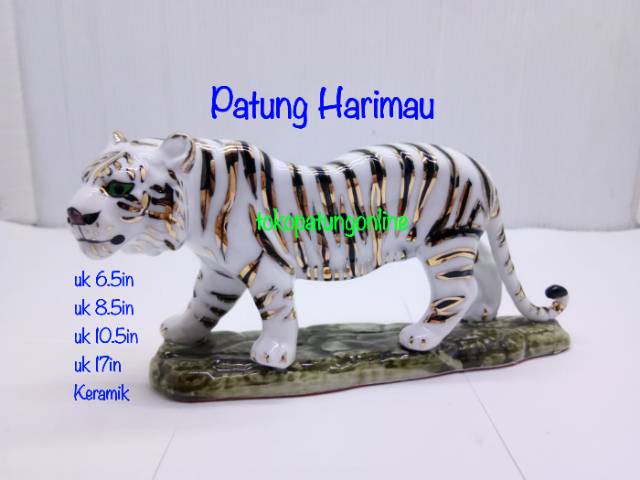 Patung Harimau Putih Keramik 6.5in