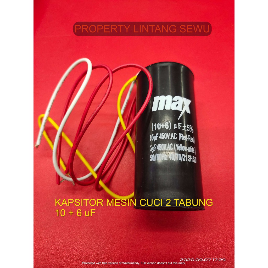 capasitor kapasitor mesin cuci 2 tabung 10 + 6 mikro 450 volt