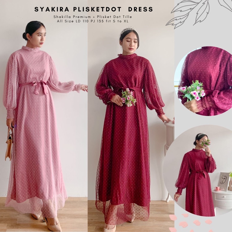 Syakira Plisketdot Dress/Dress Jumbo Ld 110/Dress Tille Plisket Kondangan/Dress Maternity