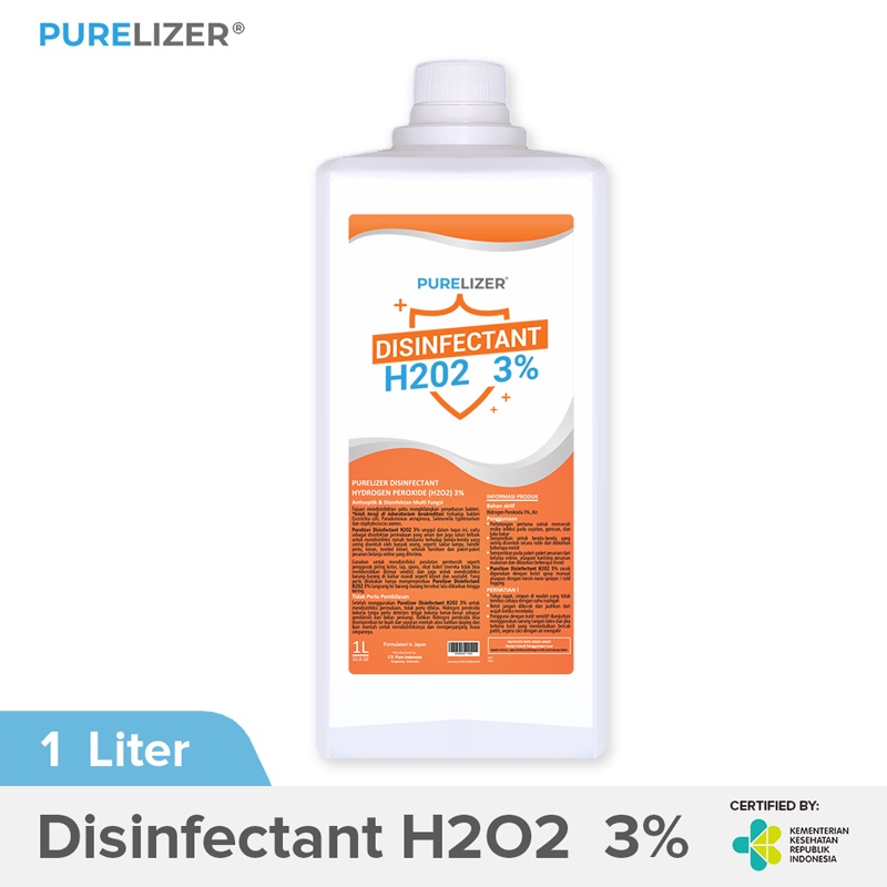 PURELIZER® Disinfectant H2O2 3% 1 Liter Disinfektan Food Grade 1L Desinfektan Hidrogen Peroksida